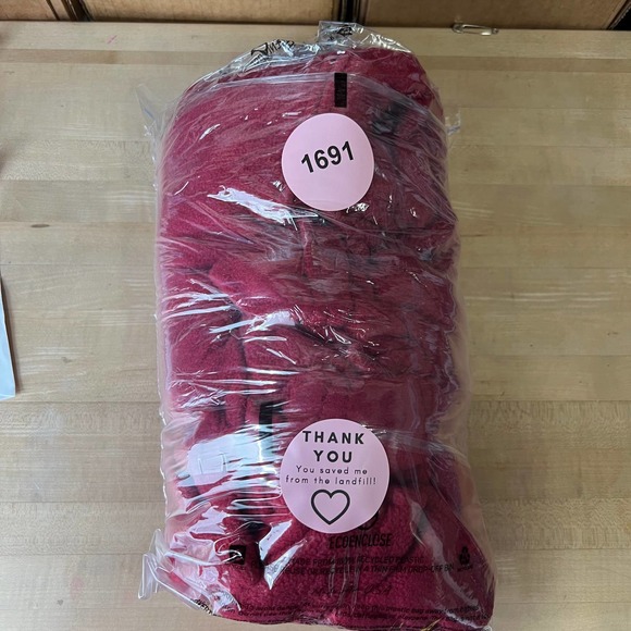 Vintage LL Bean Deep Pile Fleece Long Jacket Zip Up in Red Size Small - Picture 5 of 5